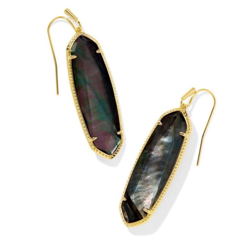 Kendra Scott Gold and Black abalone shell drop earrings new - Picture 2 of 5